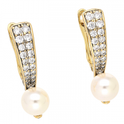 KOLCZYKI POZŁACANE 24/7 MM TRADYCYJNE Z PEREŁKA XUPING 84125