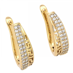 KOLCZYKI POZŁACANE 23/7,5 MM GREK Z BRYLANCIKAMI XUPING 84132