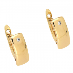 KOLCZYKI POZŁACANE 14/6 MM TRADYCYJNE Z BRYLANTEM XUPING 84134