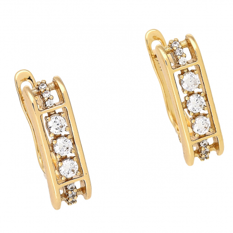 KOLCZYKI POZŁACANE 18/6 MM TRADYCYJNE Z BRYLANTAMI XUPING 84135