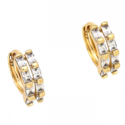 KOLCZYKI POZŁACANE 14/5 MM BRYLANTOWE KÓŁKA XUPING 84153