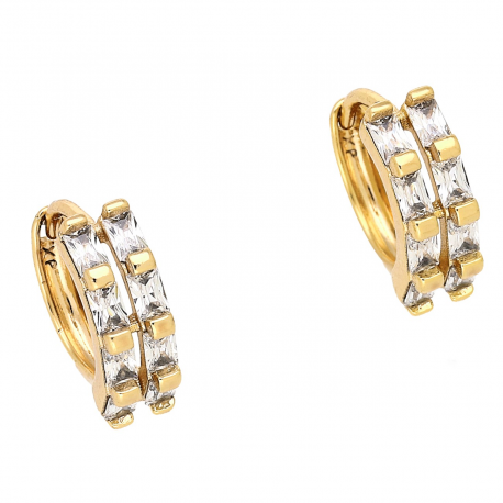 KOLCZYKI POZŁACANE 14/5 MM BRYLANTOWE KÓŁKA XUPING 84153