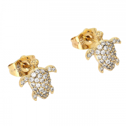 KOLCZYKI POZŁACANE 12/11 MM BRYLANTOWE ŻÓŁWIKI XUPING 84180