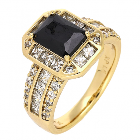 PIERŚCIONEK POZŁACANY 13 MM BLACK DIAMOND XUPING 84187
