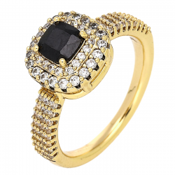 PIERŚCIONEK POZŁACANY 10 MM BLACK DIAMOND XUPING 84188