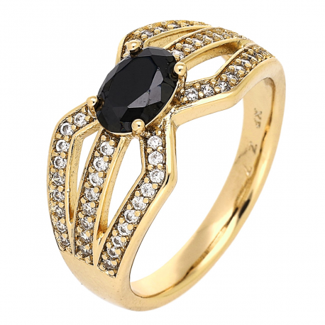 PIERŚCIONEK POZŁACANY 10 MM BLACK DIAMOND XUPING 84193
