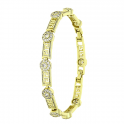 14K BRANSOLETKA POZŁACANA 19,5-16,5 CM 7 MM GRECKA Z BRYLANTAMI XUPING 84350