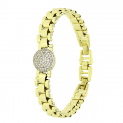 14K BRANSOLETKA POZŁACANA 19-16,5 CM 13 MM BRYLANTOWY KRĄG XUPING 84352