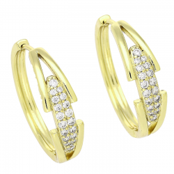 14K KOLCZYKI POZŁACANE 26/7 MM ZŁOTE KOŁA Z BRYLANTAMI XUPING 84368