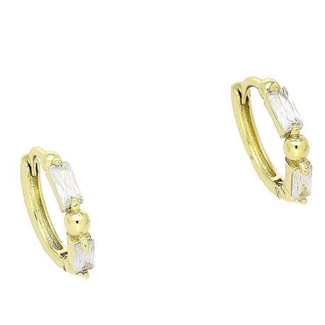 14K KOLCZYKI POZŁACANE 12/2 MM KÓŁECZKA Z BRYLANTAMI XUPING 84371