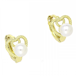 14K KOLCZYKI POZŁACANE 11/9 MM PEREŁKA NA SERCU XUPING 84373
