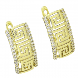 14K KOLCZYKI POZŁACANE 19/9 MM GRECKI AŻUR W BRYLANCIKACH XUPING 84380