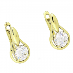 14K KOLCZYKI POZŁACANE 16/9 MM TRADYCYJNE Z BRYLANTEM XUPING 84385