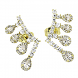 14K KOLCZYKI POZŁACANE 23/16 MM BRYLANTOWE WIECZOROWE XUPING 84387