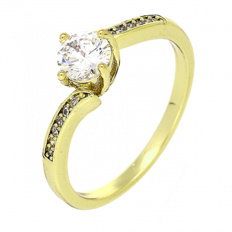 14K PIERŚCIONEK POZŁACANY 6 MM ZARĘCZYNOWY BRYLANTOWY XUPING 84389