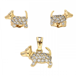 KOLCZYKI POZŁACANE 9/11 MM Z ZAWIESZKĄ 16/15 MM XUPING 84441