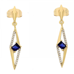 KOLCZYKI POZŁACANE 36/6 MM ELEGANTKI Z SZAFIREM XUPING 84527