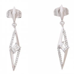 KOLCZYKI PLATYNOWANE 36/6 MM ELEGANTKI Z BRYLANTEM XUPING 84532