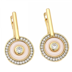 KOLCZYKI POZŁACANE 27/14 MM BIAŁA CERAMIKA XUPING 84558