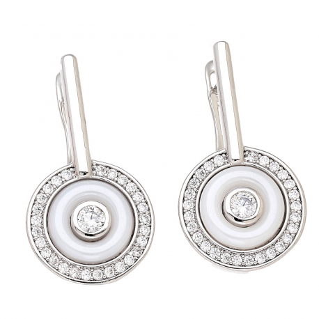 KOLCZYKI PLATYNOWANE 27/14 MM BIAŁA CERAMIKA XUPING 84559