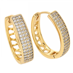 KOLCZYKI POZŁACANE 24/6 MM OWAL Z BRYLANCIKAMI XUPING 84561