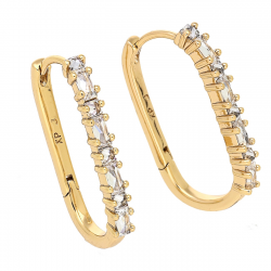 KOLCZYKI POZŁACANE 26/3 MM ELEGANTKI Z BRYLANTAMI XUPING 84563