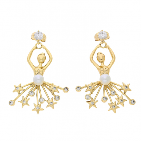 KOLCZYKI POZŁACANE 49/31 MM BALETNICZKI XUPING 84571