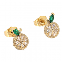 KOLCZYKI POZŁACANE 14/9 MM PLASTEREK CYTRYNY XUPING 84572