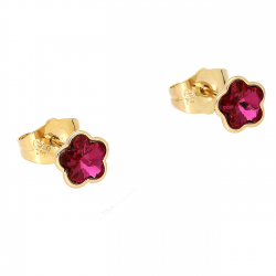 KOLCZYKI POZŁACANE 7 MM FUCHSIA CRYSTAL XUPING 84573