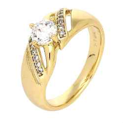 PIERŚCIONEK POZŁACANY 7 MM ELEGANCJA Z BRYLANTEM XUPING 84578