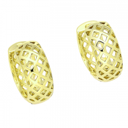 14K KOLCZYKI POZŁACANE 15/6 MM AŻUROWE KÓŁKA XUPING 84755