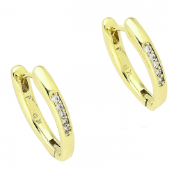 14K KOLCZYKI POZŁACANE 17/3 MM TRADYCYJNE Z BRYLANTAMI XUPING 84769