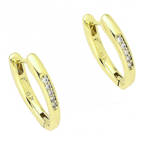 14K KOLCZYKI POZŁACANE 17/3 MM TRADYCYJNE Z BRYLANTAMI XUPING 84769