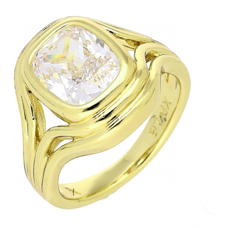 14K PIERŚCIONEK POZŁACANY 16,5 MM BRYLANT SYGNET XUPING 84785