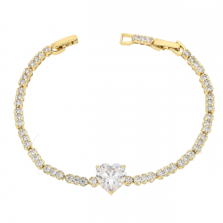 BRANSOLETKA POZŁACANA 19-17 CM 11 MM BRYLANT SERCE XUPING 84851