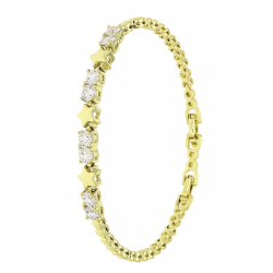 14K BRANSOLETKA POZŁACANA 18,5-17 CM 6 MM BRYLANTY I GWIAZDY XUPING 85104