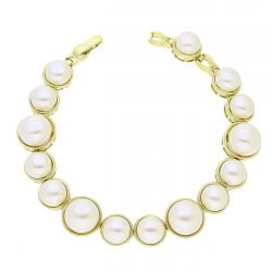 14K BRANSOLETKA POZŁACANA 18,5-16 CM 12 MM PEREŁ ELEGANCJA XUPING 85108