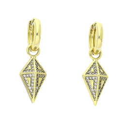 14K KOLCZYKI POZŁACANE 2W1 32/10 MM BRYLANTOWE ELEGANTKI XUPING 85123