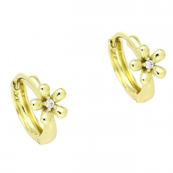 14K KOLCZYKI POZŁACANE 13/7 MM ZŁOTE MARGERYTKI Z BRYLANTEM XUPING 85127