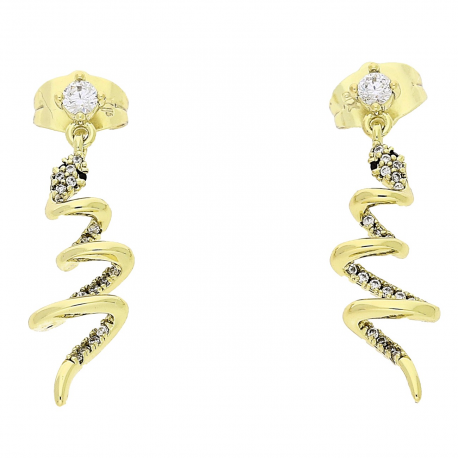 14K KOLCZYKI POZŁACANE 31/8 MM ZAKRĘCONE ŻMIJE XUPING 85139
