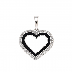 ZAWIESZKA PLATYNOWANA 26/19 MM SERCE CZARNA EMALIA XUPING 85164