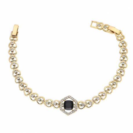 BRANSOLETKA POZŁACANA 19,5-17,5 CM 14 MM ELEGANCJA CZARNEGO BRYLANTU XUPING 85221