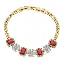 BRANSOLETKA POZŁACANA 19-17 CM 10 MM RUBINOWE MARKIZY XUPING 85225