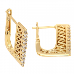 KOLCZYKI POZŁACANE 20/2,5 MM ELEGANTKI Z BRYLANTAMI XUPING 85258