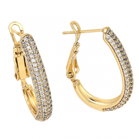 KOLCZYKI POZŁACANE 23/4 MM TRADYCYJNE Z BRYLANTAMI XUPING 85261