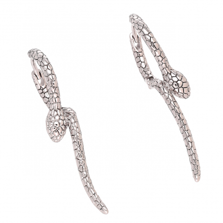 KOLCZYKI PLATYNOWANE 38/6 MM SREBRNA ŻMIJA XUPING 85281