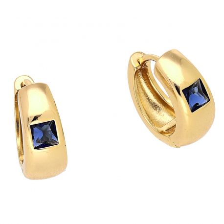 KOLCZYKI POZŁACANE 14/6 MM TRADYCYJNE Z SZAFIREM XUPING 85287