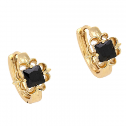 KOLCZYKI POZŁACANE 12/9 MM KÓŁECZKA Z CZARNYM RADIANTEM XUPING 85292