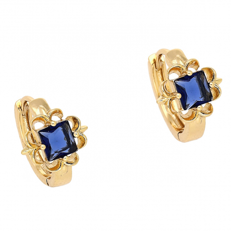 KOLCZYKI POZŁACANE 12/9 MM KÓŁECZKA Z SZAFIREM RADIANTEM XUPING 85293