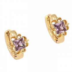 KOLCZYKI POZŁACANE 12/9 MM KÓŁECZKA Z AMETYSTEM RADIANTEM XUPING 85295